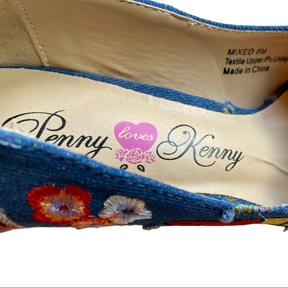 Penny Loves Kenny Mixed Denim Pump with embroidery patchwork accents. Si… - Picture 3 of 11